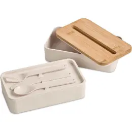 Okiyo Dura Wheat Straw Lunch Box & Phone Stand Cutlery Tray